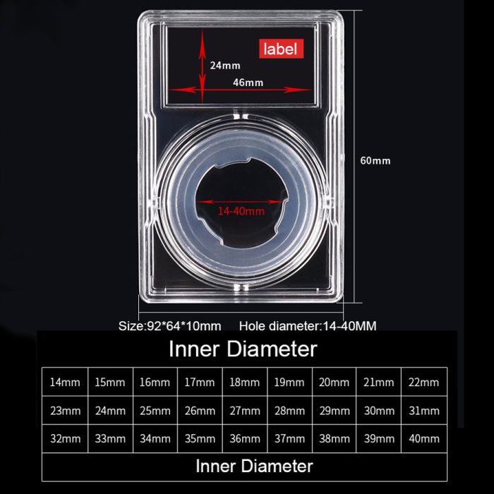 Rotatable Premium Acrylic Coin Slab Holder with 14- 40mm Translucent Ring for US Dollars Protection - Image 3