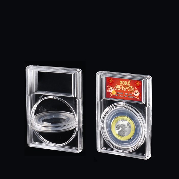 Rotatable Premium Acrylic Coin Slab Holder with 14- 40mm Translucent Ring for US Dollars Protection
