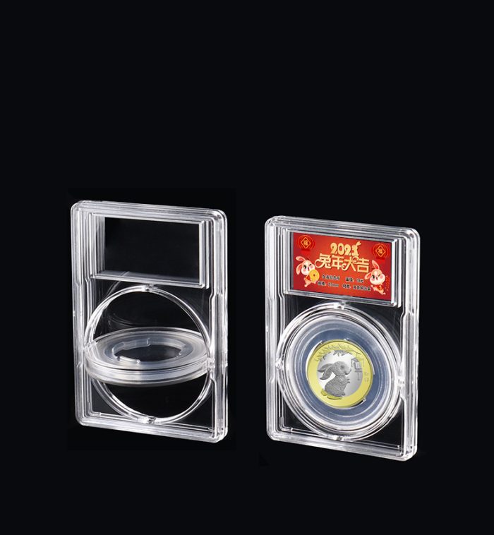 Rotatable Premium Acrylic Coin Slab Holder with 14- 40mm Translucent Ring for US Dollars Protection