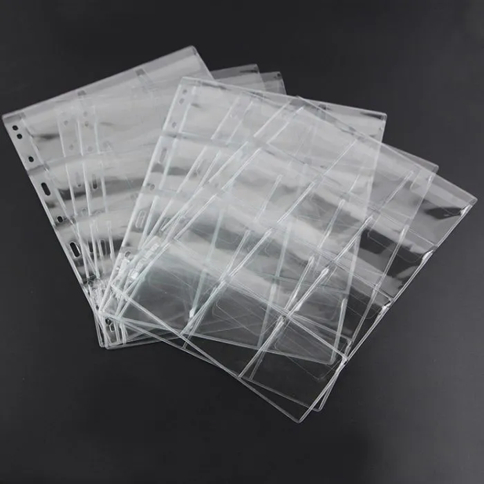 10 sheets/pack Standard 9 Holes PVC Material Coin Binder Insert Collecting Coins 12 Pockets 62mm x 62mm