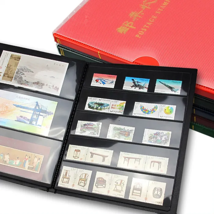 PCCB Stamp Collecting Album, Heat-pressing 3 rows,5 Rows Mixed Inserts Stamp Book for Collectors 10 Sheets Stamp Booklet