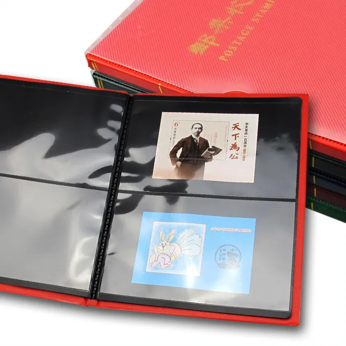 PCCB Stamp Collecting Album, Heat-pressing 2 Rows Inserts Stamp Banknote Book for Collectors 10 Sheets Stamp Booklet