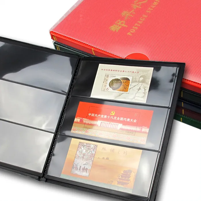 PCCB Stamp Collecting Album, Heat-pressing 3 Rows Inserts Stamp Banknote Book for Collectors 10 Sheets Stamp Booklet