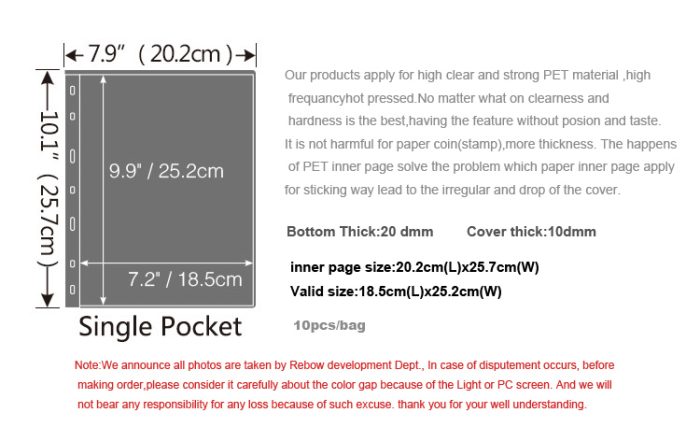 10Pcs/pack Small 7-Hole Plastic Double-Sided Coin Album Inner Sheets Card Stamp Banknote Collection Album Inserts Pages For Coin Collecting 1 Black Pocket - Image 4