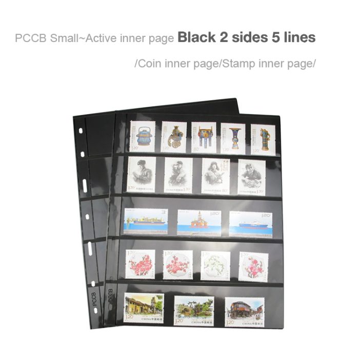 10Pcs/pack Small 7-Hole Plastic Double-Sided Coin Album Inner Sheets Card Stamp Banknote Collection Album Inserts Pages For Coin Collecting 5 Black Pockets - Image 3