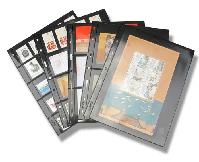 10Pcs/pack Small 7-Hole Plastic Double-Sided Coin Album Inner Sheets Card Stamp Banknote Collection Album Inserts Pages For Coin Collecting 5 Black Pockets