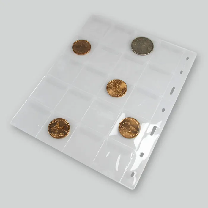 10 sheets/pack 7 Holes PVC Material Coin Pocket Insert Collecting Coins 20 Pockets 44mm x 43mm