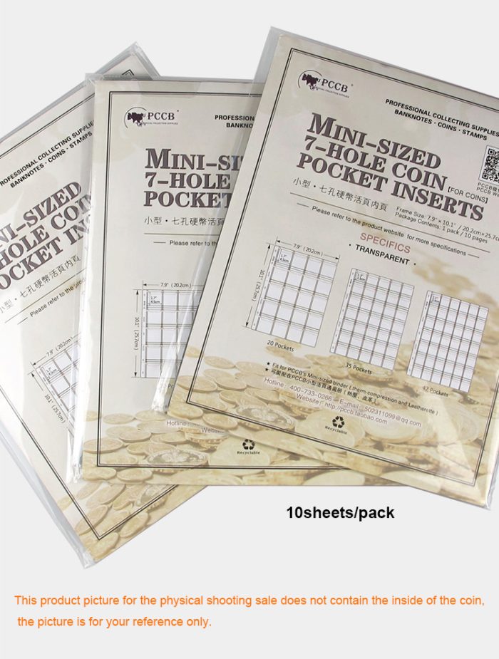 10 sheets/pack 7 Holes PVC Material Coin Sheet Insert Collecting Coins 35 Pockets 35mm x 29mm - Image 7