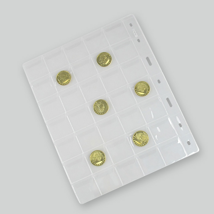 10 sheets/pack 7 Holes PVC Material Coin Sheet Insert Collecting Coins 35 Pockets 35mm x 29mm