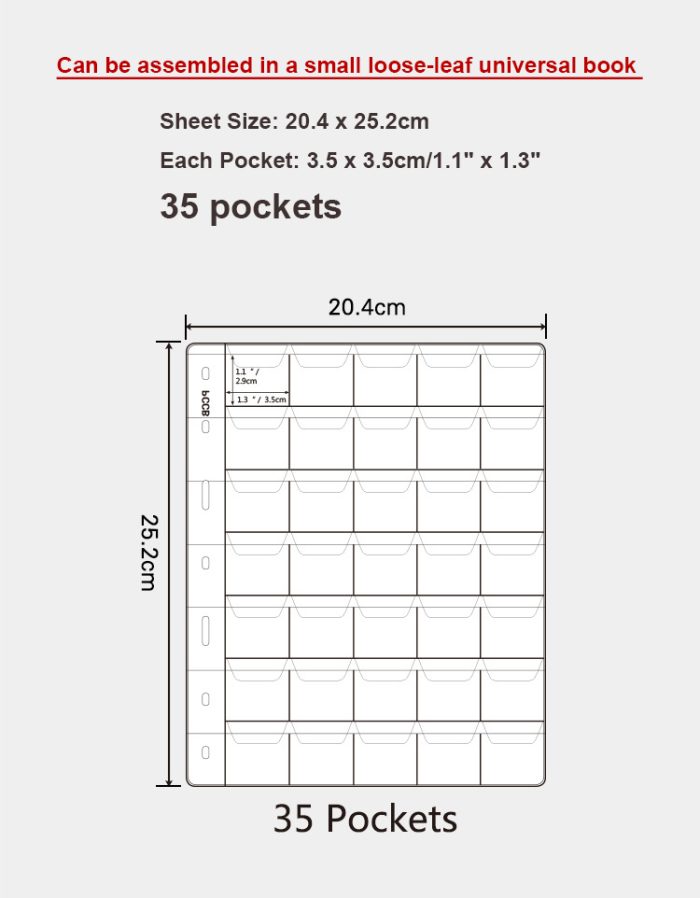 10 sheets/pack 7 Holes PVC Material Coin Sheet Insert Collecting Coins 35 Pockets 35mm x 29mm - Image 4