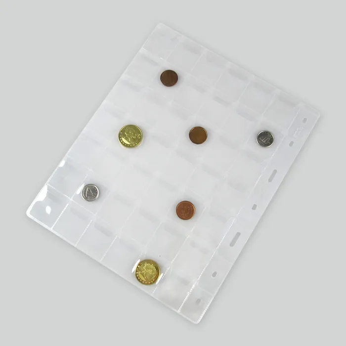 10 sheets/pack 7 Holes PVC Material Coin Binder Insert Collecting Coins 42 Pockets 29 x 29mm