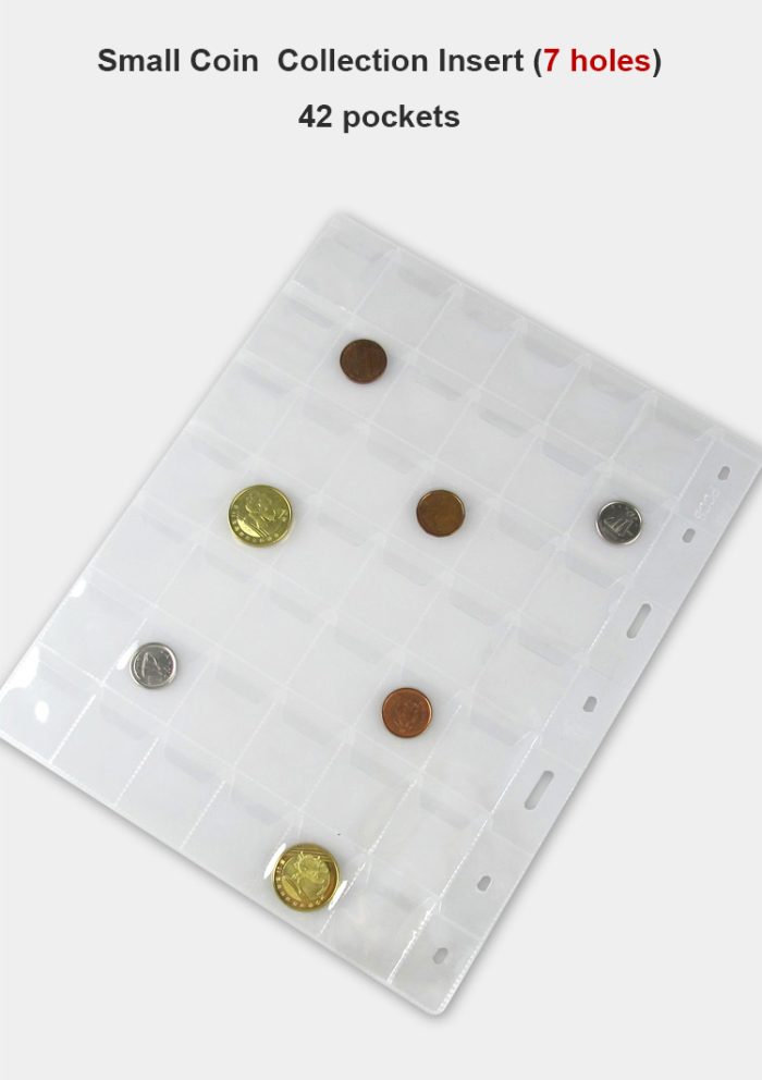 10 sheets/pack 7 Holes PVC Material Coin Binder Insert Collecting Coins 42 Pockets 29 x 29mm - Image 3