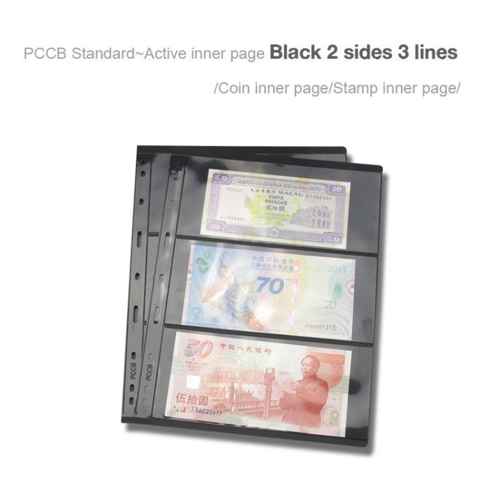 10Pcs/pack Standard 9-Hole Plastic Double-Sided Coin Album Inner Sheets Card Stamp Banknote Collection Album Inserts Pages For Coin Collecting 3 Black Pockets - Image 3