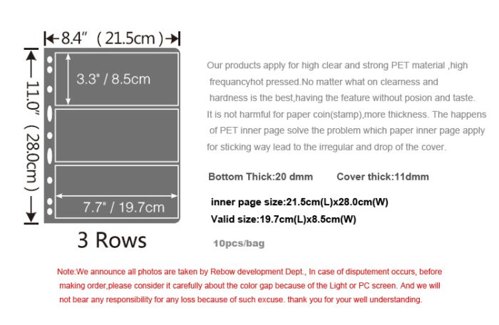 10Pcs/pack Standard 9-Hole Plastic Double-Sided Coin Album Inner Sheets Card Stamp Banknote Collection Album Inserts Pages For Coin Collecting 3 Black Pockets - Image 4