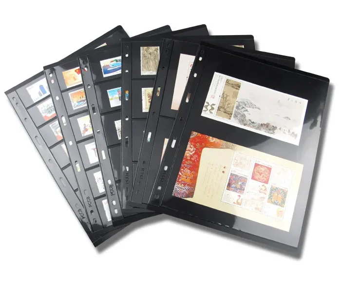 10Pcs/pack Standard 9-Hole Plastic Double-Sided Coin Album Inner Sheets Card Stamp Banknote Collection Album Inserts Pages For Coin Collecting 6 Black Pockets