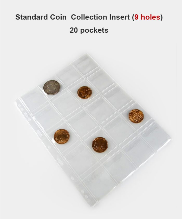 10 sheets/pack Standard 9 Holes PVC Material Coin Sheet Insert Collecting Coins 20 Pockets 45mm x 45mm - Image 4