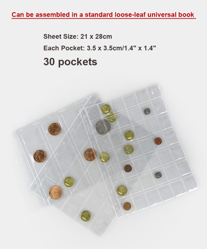 10 sheets/pack Standard 9 Holes PVC Material Coin Sheet Insert Collecting Coins 30 Pockets 35mm x 35mm - Image 4