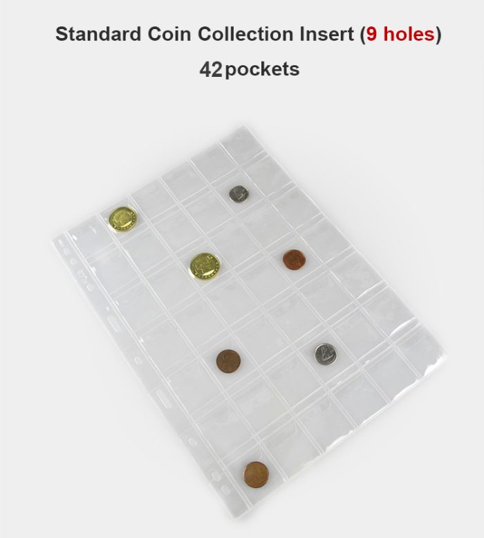 10 sheets/pack Standard 9 Holes PVC Material Coin Sheet Insert Collecting Coins 42 Pockets 29mm x 29mm - Image 3