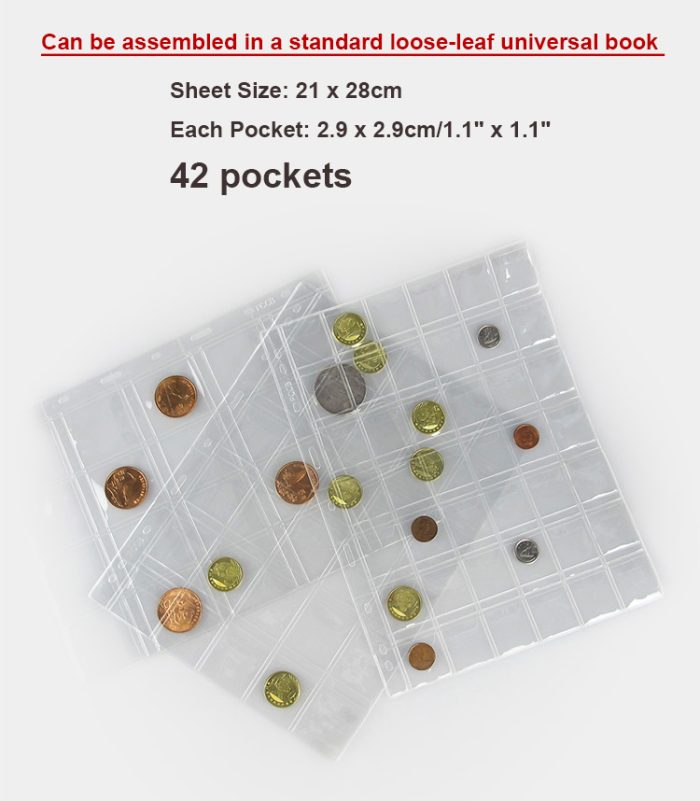 10 sheets/pack Standard 9 Holes PVC Material Coin Sheet Insert Collecting Coins 42 Pockets 29mm x 29mm - Image 4