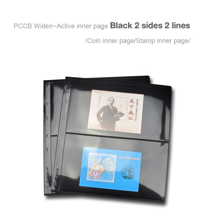 10Pcs/pack PET Metarial Stamp Inserts Widen 9-Hole Album Black Inner Sheets Card Stamp Money Banknote Collection Album Pages For Collecting Supplies 2 Rows - Image 3