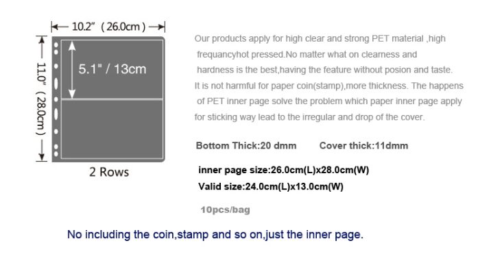 10Pcs/pack PET Metarial Stamp Inserts Widen 9-Hole Album Black Inner Sheets Card Stamp Money Banknote Collection Album Pages For Collecting Supplies 2 Rows - Image 4