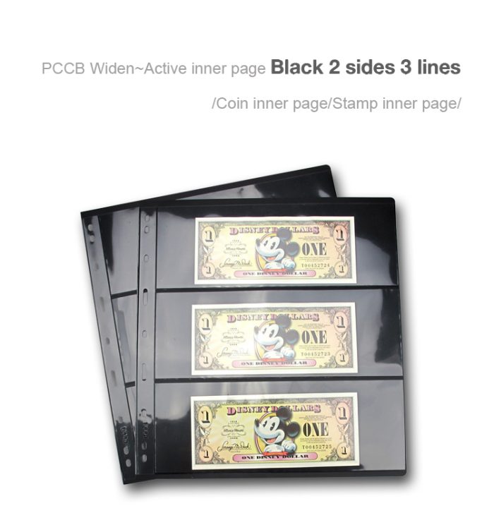 10Pcs/pack PET Metarial Stamp Inserts Widen 9-Hole Album Black Inner Sheets Card Stamp Money Banknote Collection Album Pages For Collecting Supplies 3 Rows - Image 3