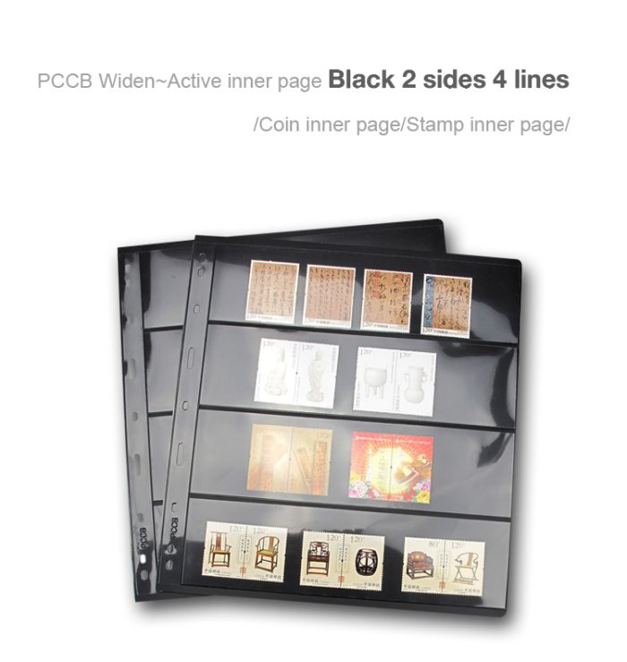10Pcs/pack PET Metarial Stamp Inserts Widen 9-Hole Album Black Inner Sheets Card Stamp Money Banknote Collection Album Pages For Collecting Supplies 4 Rows - Image 3