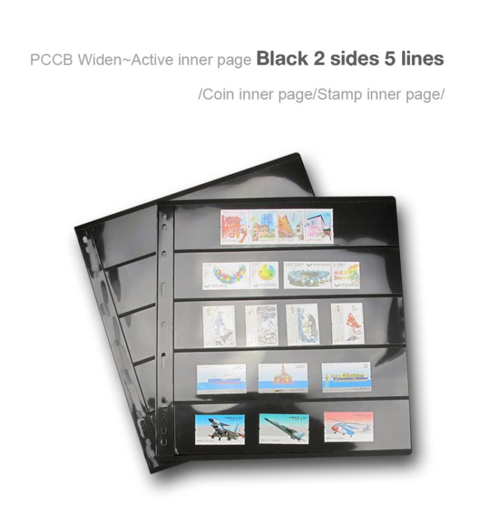 10Pcs/pack PET Metarial Stamp Inserts Widen 9-Hole Album Black Inner Sheets Card Stamp Money Banknote Collection Album Pages For Collecting Supplies 5 Rows - Image 3