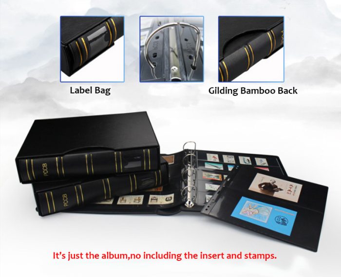 Widen Bamboo Design Stamp Collection Flip Book Luxury Leather Cover Stamp Album-Dimension 325 x 305 x 65MM - Image 6