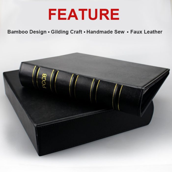 Small Bamboo Design Stamp Collection Flip Book Luxury Leather Cover Stamp Album-Dimension 285 x 255 x 65MM - Image 5