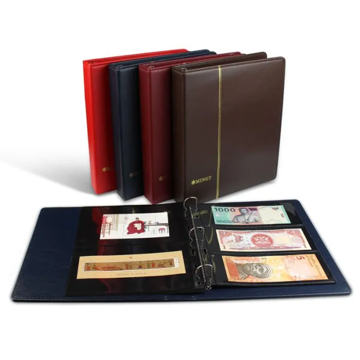 Small Empty Stamp Paper Money Flip Book Faux Leather Cover Stamp Album-Dimension 290 x 240MM