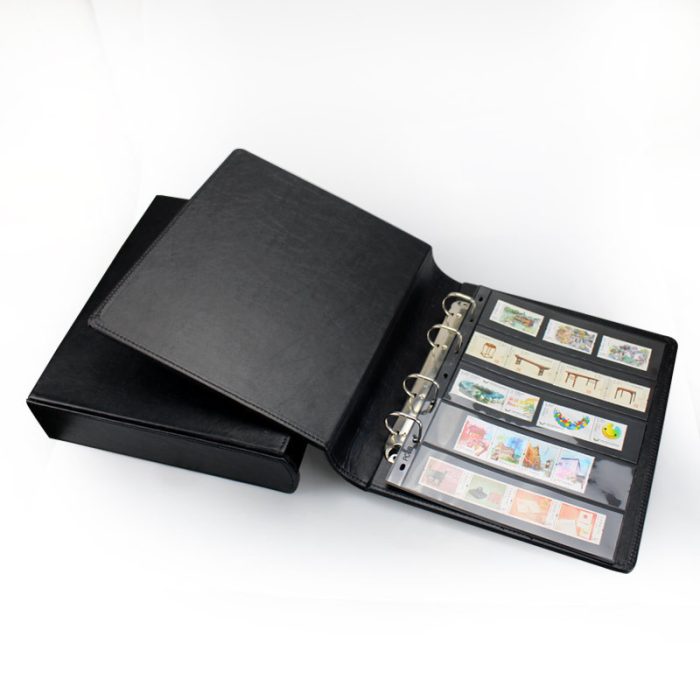 Small Bamboo Design Stamp Collection Flip Book Luxury Leather Cover Stamp Album-Dimension 285 x 255 x 65MM