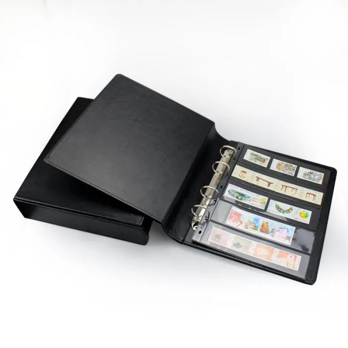 Small Bamboo Design Stamp Collection Flip Book Luxury Leather Cover Stamp Album-Dimension 285 x 255 x 65MM
