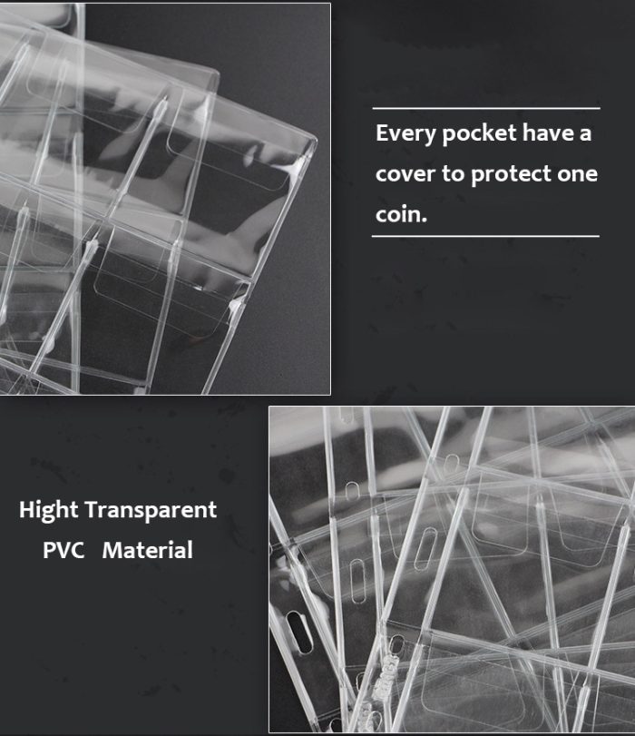 10 sheets/pack Standard 9 Holes PVC Material Coin Binder Insert Collecting Coins 12 Pockets 62mm x 62mm - Image 5