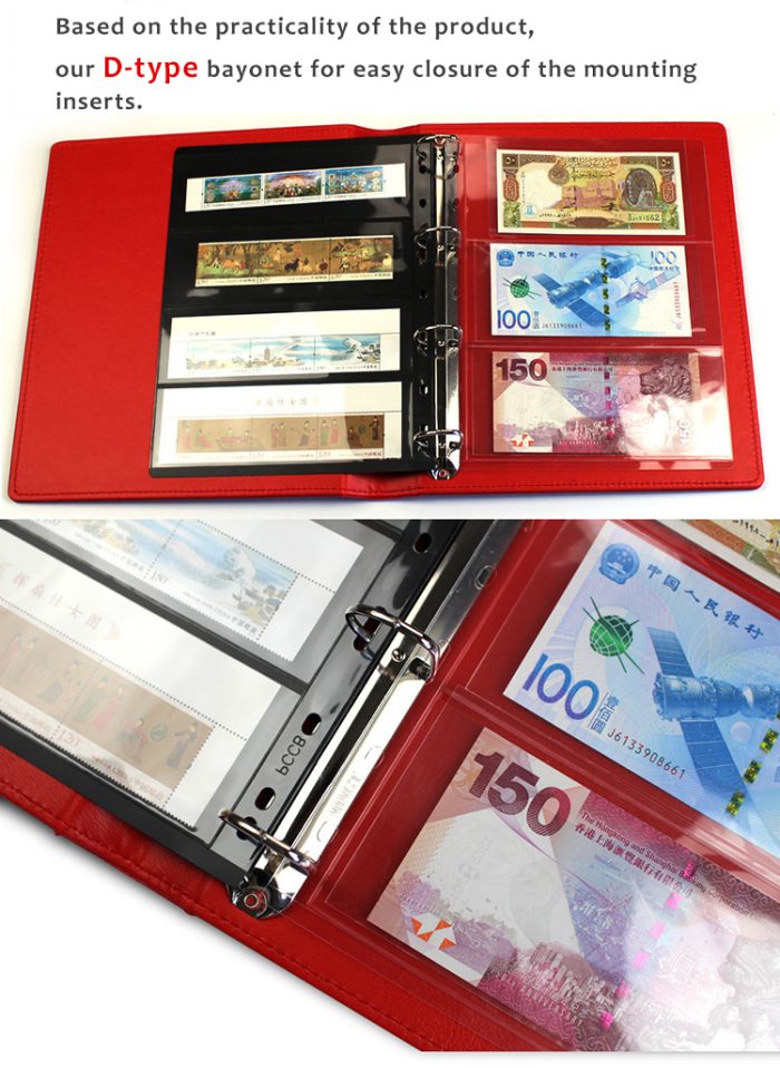 Standard Bamboo Design Stamp Collection Flip Book Luxury Leather Cover Stamp Album-Dimension 325 x 275 x 65MM - Image 4