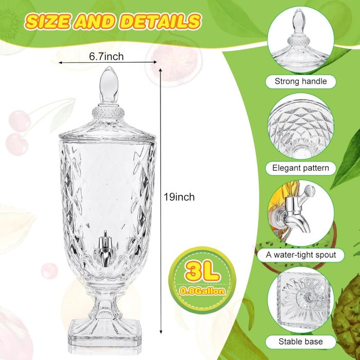 3L Glass Beverage Tower Dispenser - Image 5