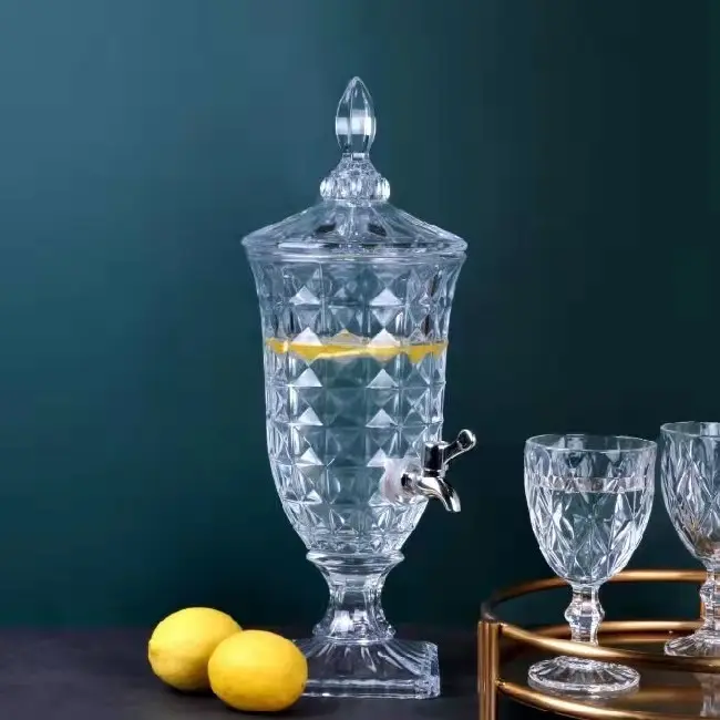 2L Crystal Glass Drink Beverage Dispenser With The Spigot