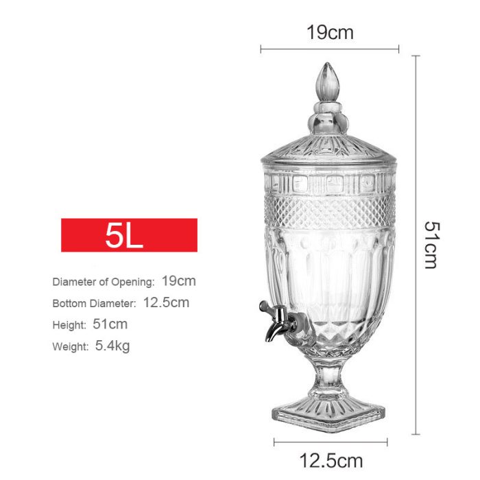 5L Transparent Drink Dispenser With Plastic Tap - Image 3