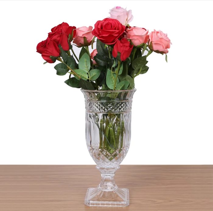 13inch Crystal Glass European Style Design Floral Vase For Wedding | Table | Home Decoration